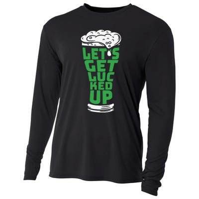 Funny Beer Patricks Day Lets Get Lucked Up Cooling Performance Long Sleeve Crew