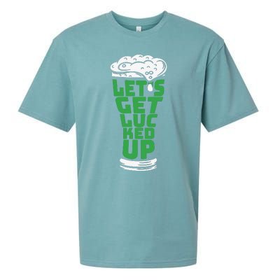 Funny Beer Patricks Day Lets Get Lucked Up Sueded Cloud Jersey T-Shirt