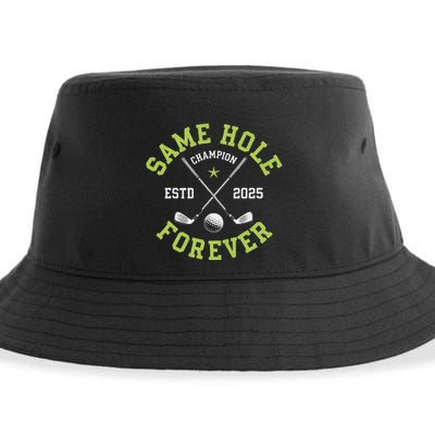 Funny Bachelor Party Groom Design Same Hole Forever Sustainable Bucket Hat