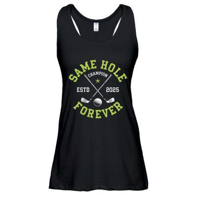 Funny Bachelor Party Groom Design Same Hole Forever Ladies Essential Flowy Tank
