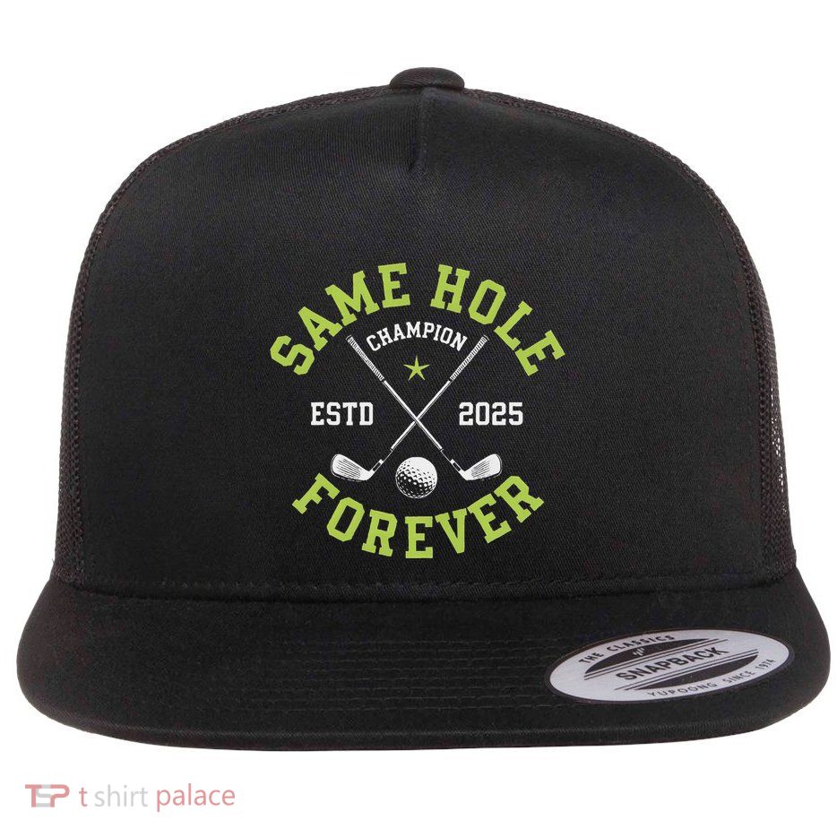 Funny Bachelor Party Groom Design Same Hole Forever Flatbill Hat
