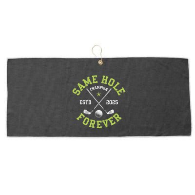 Funny Bachelor Party Groom Design Same Hole Forever Large Microfiber Waffle Golf Towel