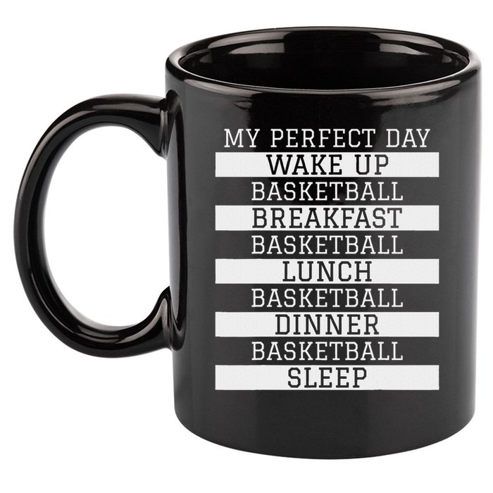 Funny Basketball Player Gift 'my Perfect Day' Basketball 11oz C Handle Ceramic Mug