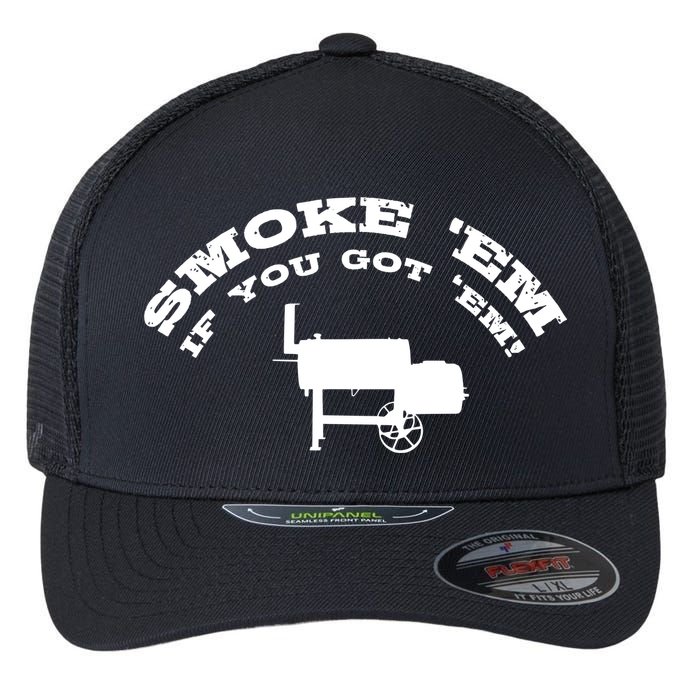 Funny Bbq Pit Offset Smoker Accessory Pitmaster Sweagift Flexfit Unipanel Trucker Cap