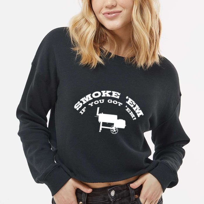 Funny Bbq Pit Offset Smoker Accessory Pitmaster Sweagift Cropped Pullover Crew