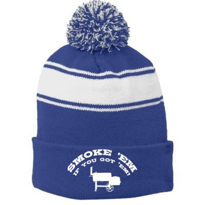 Funny Bbq Pit Offset Smoker Accessory Pitmaster Sweagift Stripe Pom Pom Beanie