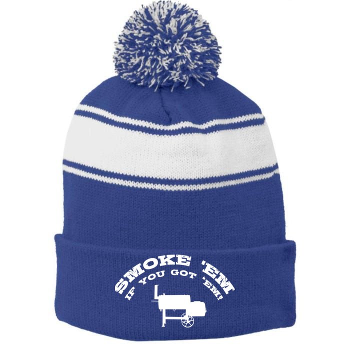 Funny Bbq Pit Offset Smoker Accessory Pitmaster Sweagift Stripe Pom Pom Beanie