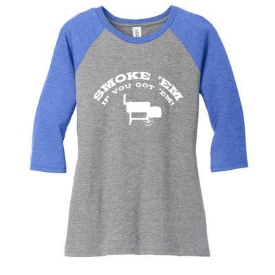 Funny Bbq Pit Offset Smoker Accessory Pitmaster Sweagift Women's Tri-Blend 3/4-Sleeve Raglan Shirt