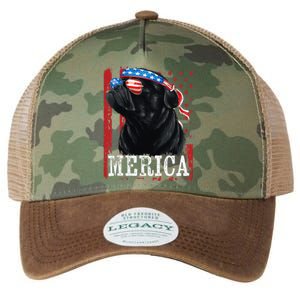 Funny Black Pug 4th of July Dog Mom Dog Dad Merica USA Flag Legacy Tie Dye Trucker Hat