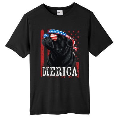 Funny Black Pug 4th of July Dog Mom Dog Dad Merica USA Flag Tall Fusion ChromaSoft Performance T-Shirt