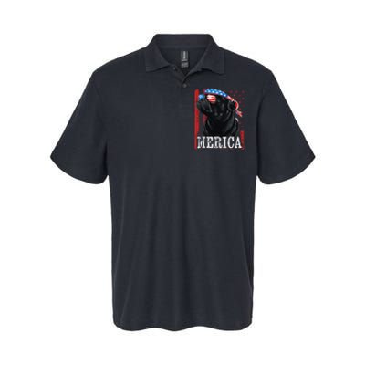 Funny Black Pug 4th of July Dog Mom Dog Dad Merica USA Flag Softstyle Adult Sport Polo