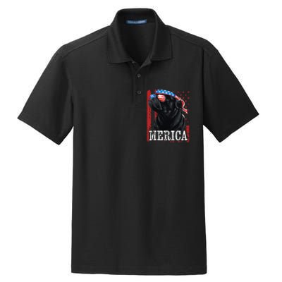 Funny Black Pug 4th of July Dog Mom Dog Dad Merica USA Flag Dry Zone Grid Polo