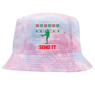 Funny Baseball Player Christmas Xmas Send It Meaningful Gift Tie-Dyed Bucket Hat