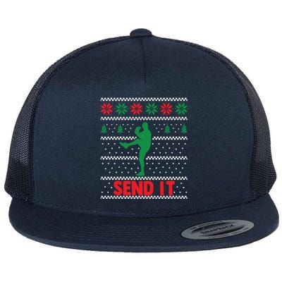 Funny Baseball Player Christmas Xmas Send It Meaningful Gift Flat Bill Trucker Hat