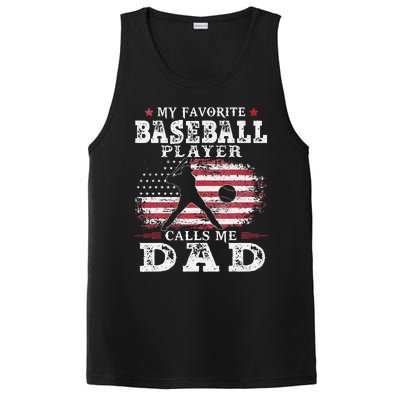 Favorite Baseball Player Calls Me Dad USA Flag Fathers Day PosiCharge Competitor Tank