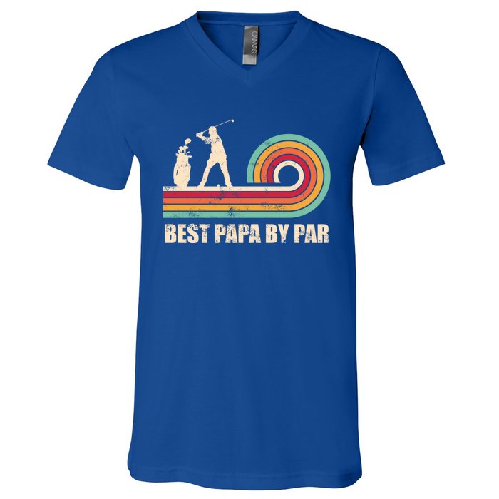 Funny Best Papa By Par FatherS Day Golf Gift V-Neck T-Shirt