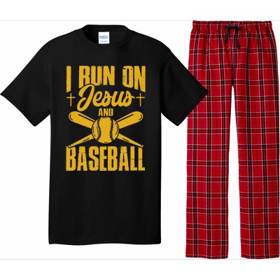 Funny Baseball Player I Run On Jesus And Baseball Pajama Set