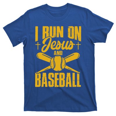 Funny Baseball Player I Run On Jesus And Baseball T-Shirt