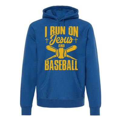 Funny Baseball Player I Run On Jesus And Baseball Premium Hoodie