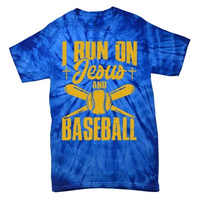 Funny Baseball Player I Run On Jesus And Baseball Tie-Dye T-Shirt