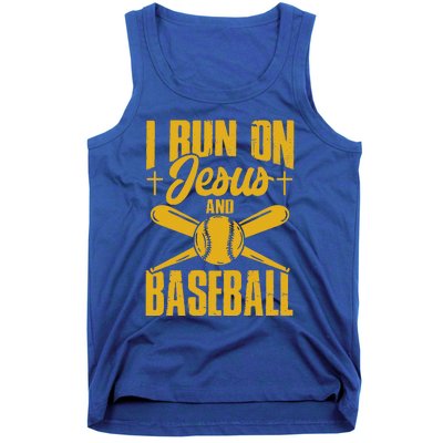 Funny Baseball Player I Run On Jesus And Baseball Tank Top