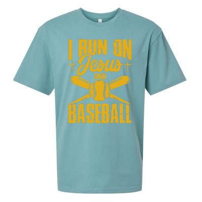 Funny Baseball Player I Run On Jesus And Baseball Sueded Cloud Jersey T-Shirt