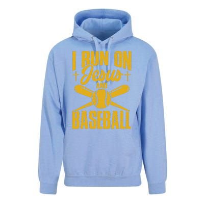 Funny Baseball Player I Run On Jesus And Baseball Unisex Surf Hoodie