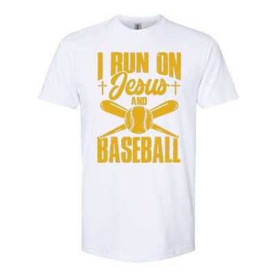 Funny Baseball Player I Run On Jesus And Baseball Softstyle® CVC T-Shirt