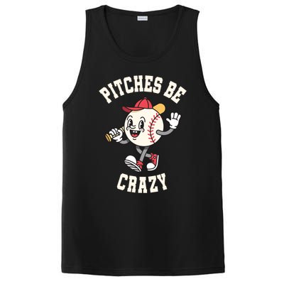 Funny Baseball Pitches Be Crazy Softball Humor Gift PosiCharge Competitor Tank