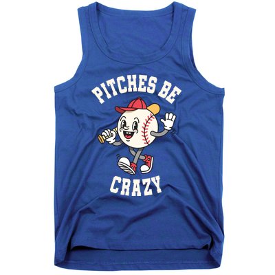 Funny Baseball Pitches Be Crazy Softball Humor Gift Tank Top