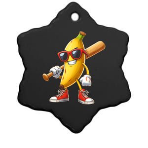 Funny Banana Playing Baseball Fruit Lover Baseball Player Cute Gift Ceramic Star Ornament