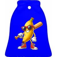 Funny Banana Playing Baseball Fruit Lover Baseball Player Cute Gift Ceramic Bell Ornament