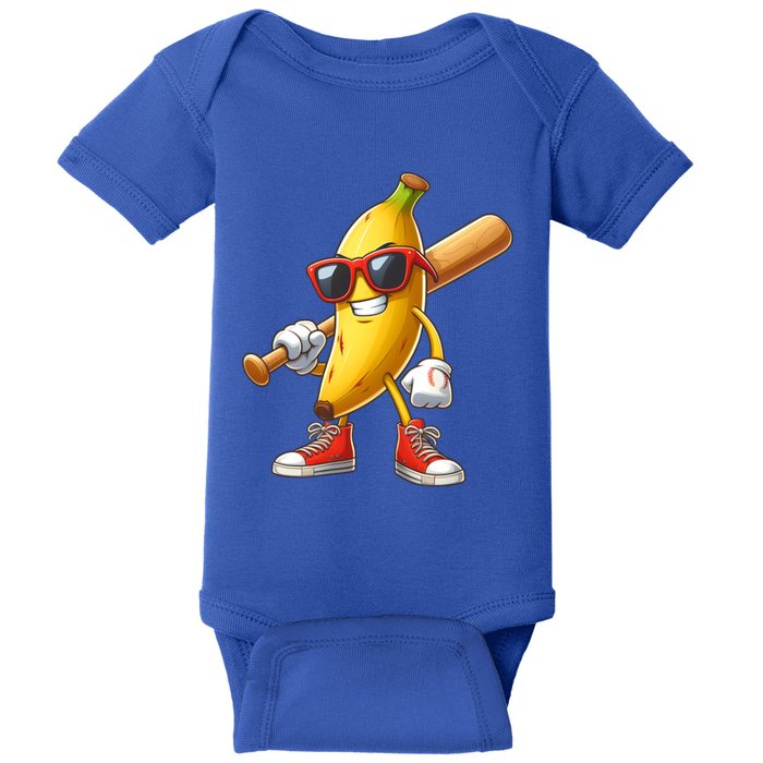 Funny Banana Playing Baseball Fruit Lover Baseball Player Cute Gift Baby Bodysuit