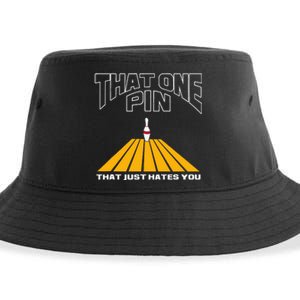 Funny Bowling Pin That Hates You Bowler's Nightmare Sustainable Bucket Hat