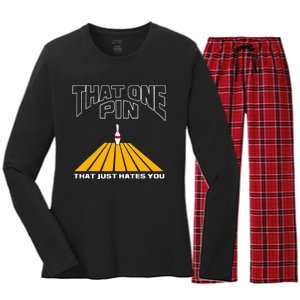 Funny Bowling Pin That Hates You Bowler's Nightmare Women's Long Sleeve Flannel Pajama Set 