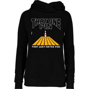 Funny Bowling Pin That Hates You Bowler's Nightmare Womens Funnel Neck Pullover Hood