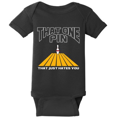 Funny Bowling Pin That Hates You Bowler's Nightmare Baby Bodysuit