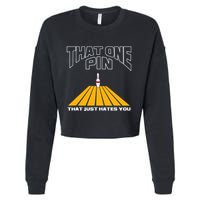 Funny Bowling Pin That Hates You Bowler's Nightmare Cropped Pullover Crew
