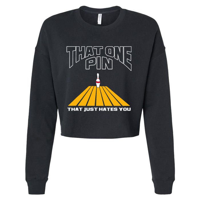 Funny Bowling Pin That Hates You Bowler's Nightmare Cropped Pullover Crew