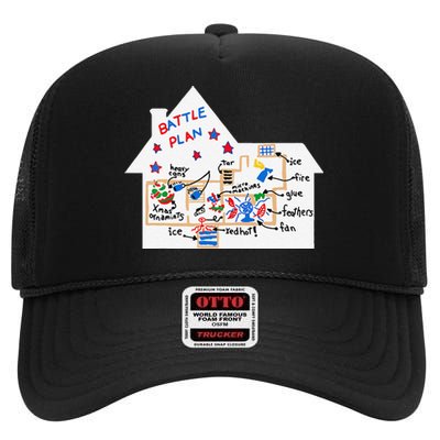 Funny Battle Plan Christmas Home Hand Dawn Alone Xmas Gift High Crown Mesh Back Trucker Hat