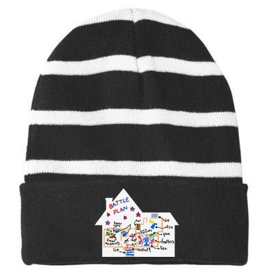 Funny Battle Plan Christmas Home Hand Dawn Alone Xmas Gift Striped Beanie with Solid Band