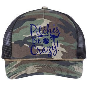 Funny Baseball Pitches Be Crazy Baseball Saying Quote Gift Retro Rope Trucker Hat Cap