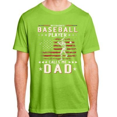 Favorite Baseball Player Calls Me Dad USA Flag Father's Day Adult ChromaSoft Performance T-Shirt