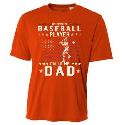 Favorite Baseball Player Calls Me Dad USA Flag Father's Day Cooling Performance Crew T-Shirt