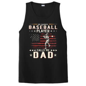 Favorite Baseball Player Calls Me Dad USA Flag Father's Day PosiCharge Competitor Tank