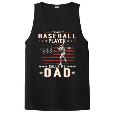 Favorite Baseball Player Calls Me Dad USA Flag Father's Day PosiCharge Competitor Tank