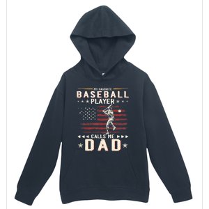 Favorite Baseball Player Calls Me Dad USA Flag Father's Day Urban Pullover Hoodie