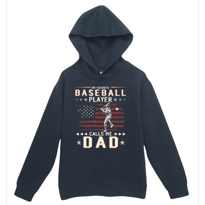 Favorite Baseball Player Calls Me Dad USA Flag Father's Day Urban Pullover Hoodie