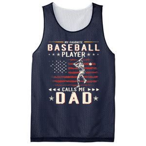 Favorite Baseball Player Calls Me Dad USA Flag Father's Day Mesh Reversible Basketball Jersey Tank