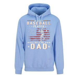 Favorite Baseball Player Calls Me Dad USA Flag Father's Day Unisex Surf Hoodie